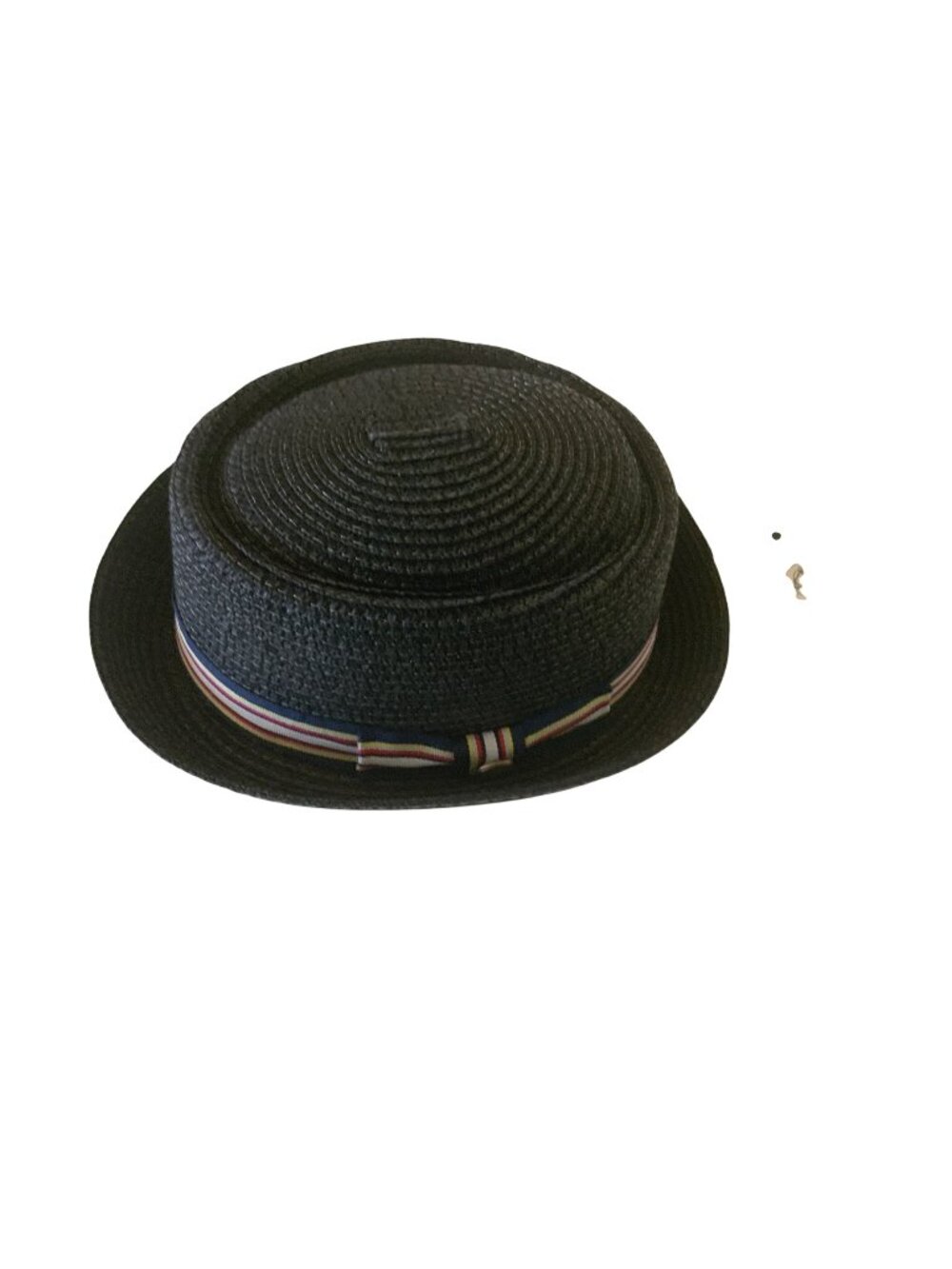 Epoch Wide-Brim Straw Fedora Hat Black With Multicolor Band